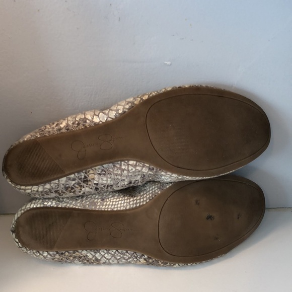 Neutral, metallic, snakeskin patterned flats - Picture 9 of 12